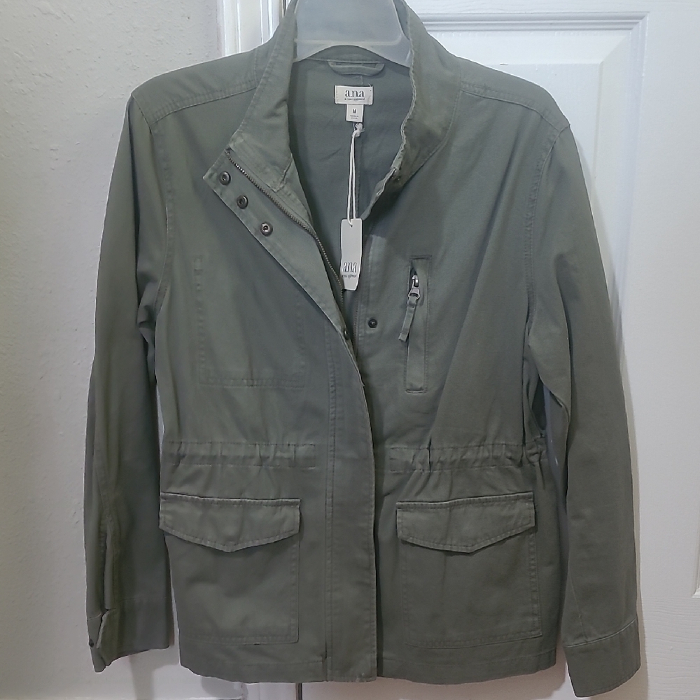 a.n.a Green Utility Jacket with Structured Shoulders